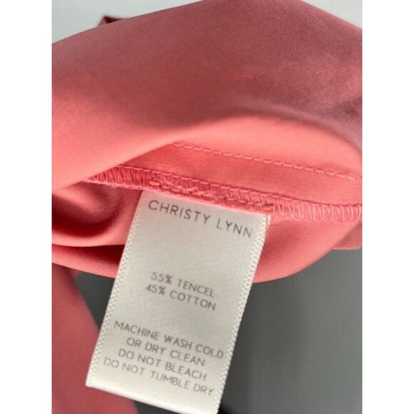 CHRISTY LYNN Sz XS Bardot Dusty Rose Pink Cap Sleeve Ruffle Belted Dress - Picture 4 of 11